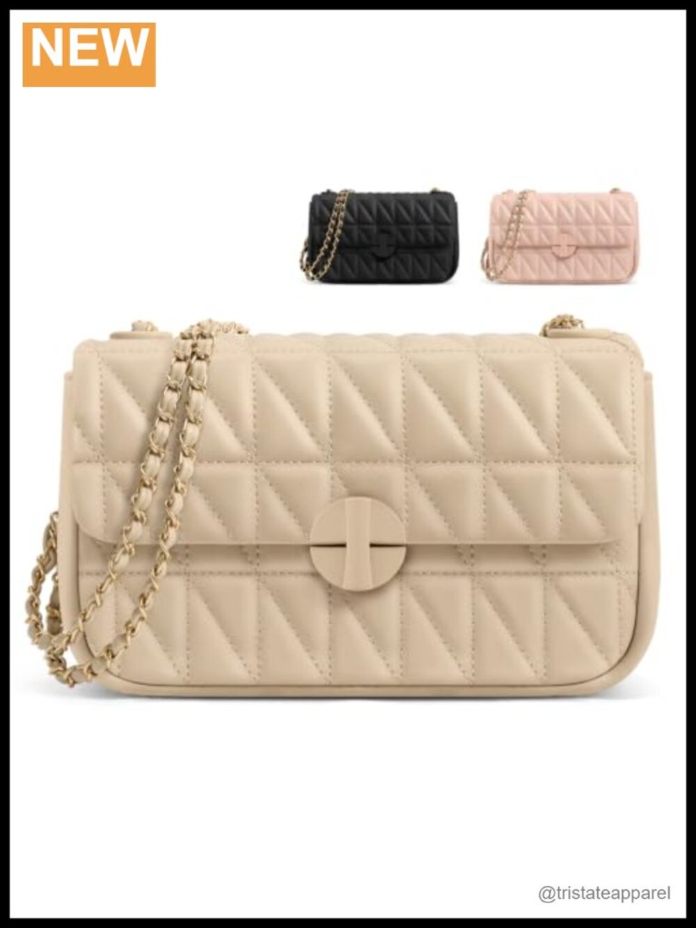 Quilted Crossbody Shoulder Bag Faux Leather Chain Strap Small Purse